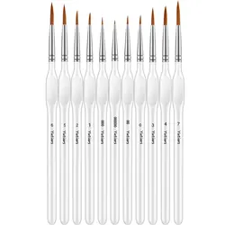 Precision Detail Paint Brush Set - 10 Fine Brushes for Acrylic, Watercolor, Oil, Face, and Nail Art (11pcs white)