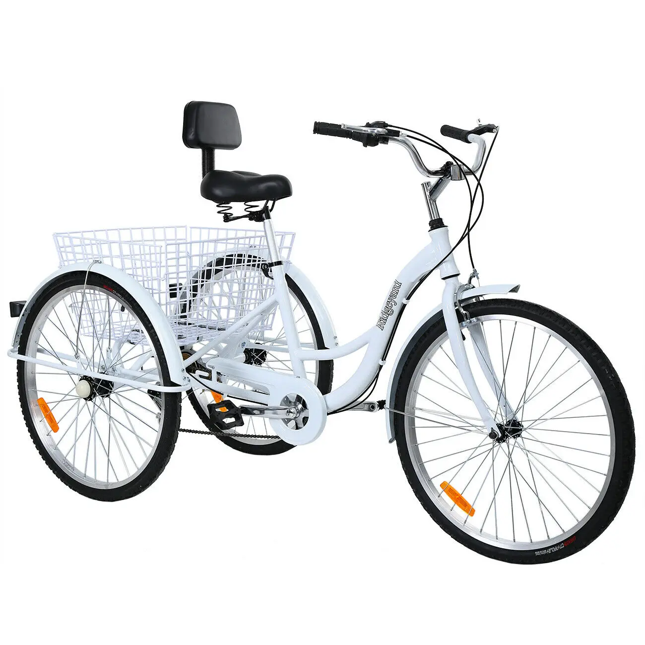 26” Inch 7 Speed Adult Tricycle 3 Wheel Basket Shopping Cart Aluminum  Bicycle Seat Backrest Support Bike White Trike - AliExpress
