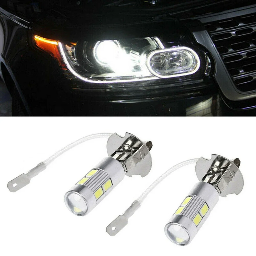 2pcs H3 LED Fog Driving Lights Bulbs - Brand New, High Quality, 6000K White, 1200 Lumens, DC 9-30V, COB LED