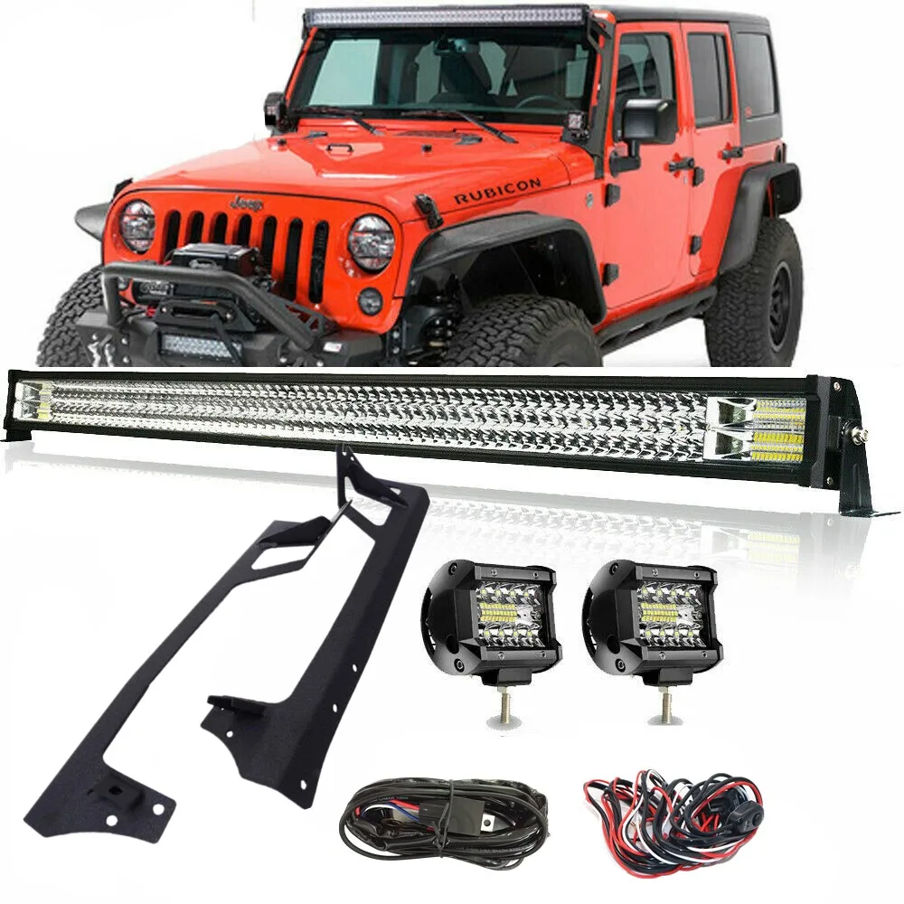 Car Accessories Tir-row 52inch 700w Led Work Light Bar Fog Lights With Roof  Mounting Bracket For Jeep Wrangler Jk 07-18 - Light Bar/work Light -  AliExpress