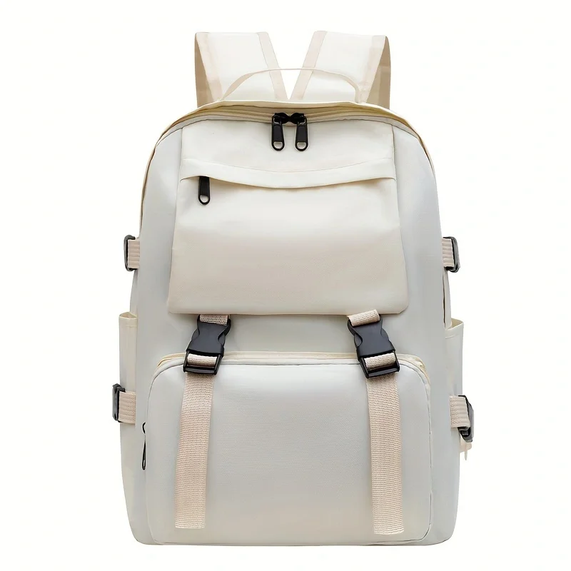 Preppy Students Backpack Large Capacity Button Travel Bag Solid Simple Harajuku Chic Fashion Retro Unisex children backpack students backpack 1PC