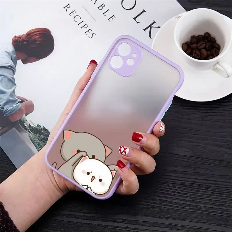 Cartoon Peach Mochi Cat Shockproof Phone Case Cover