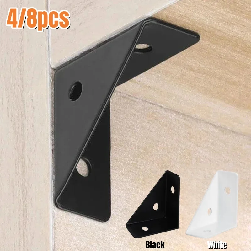 4/8PCS ขายึดเหล็กสำหรับงานหนัก,90 °   ตัวรองรับมุมฉาก, ตัวยึดมุมสามเหลี่ยม, ตัวเสริมความแข็งแรงเฟอร์นิเจอร์ที่ทนทาน 1