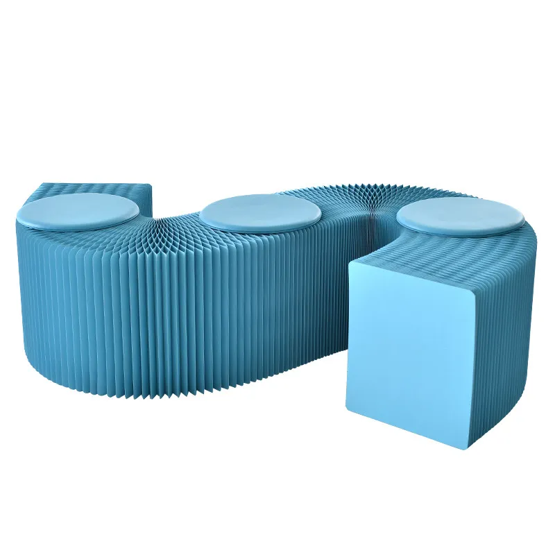 Yaratıcı Geri Çekilebilir Organ Katlanır Kağıt Tabure Taşınabilir Yer Tasarruflu Mobilya Kanepe Giriş Kraft Kağıt Bankı