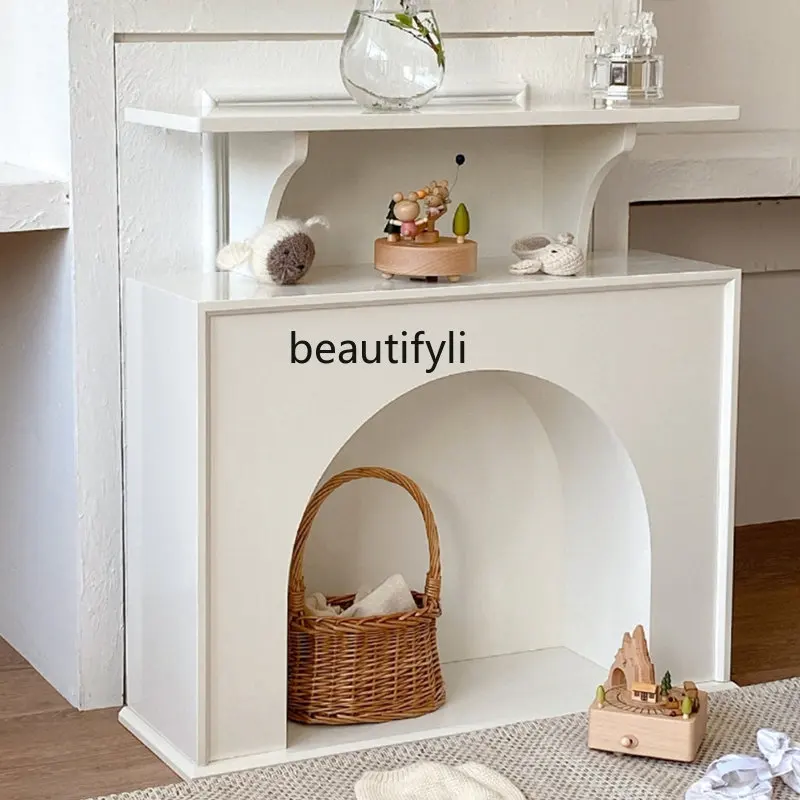 

zq Simple Korean Style Fireplace Cream Color Entrance Cabinet Curio Cabinet Fireplace Cabinet Curio Cabinet