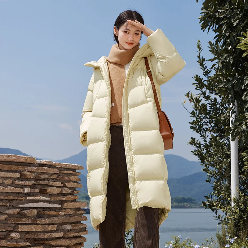 Semir Down Jacket Women Long Warm 2023 Winter New Loose Waterproof Hooded Jacket 6