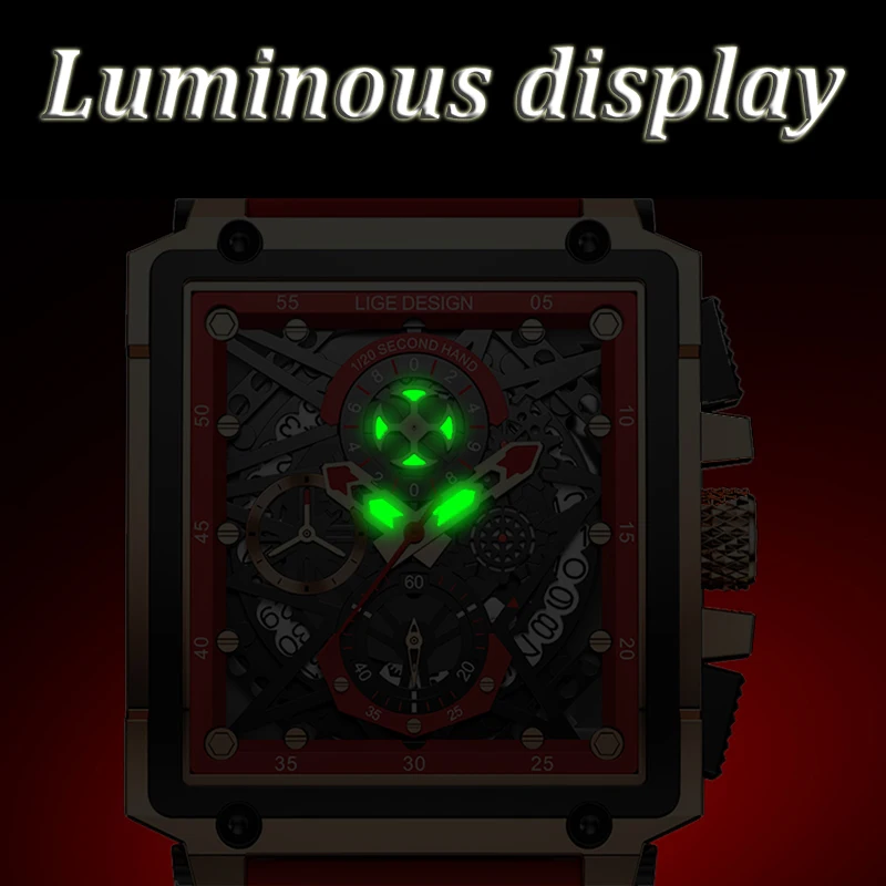 LIGE Military Quartz Watch Men Top Brand Luxury Sport Waterproof Chronograph Clock Male Fashion Square Men Watch Relojes Hombre