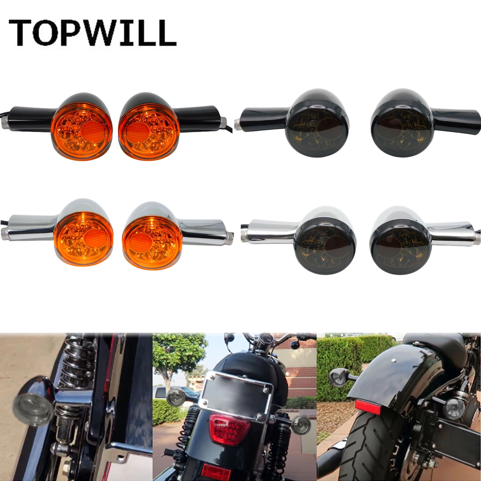2xMotorcycle Rear Turn Signals Indicators LED Running Brake Lights