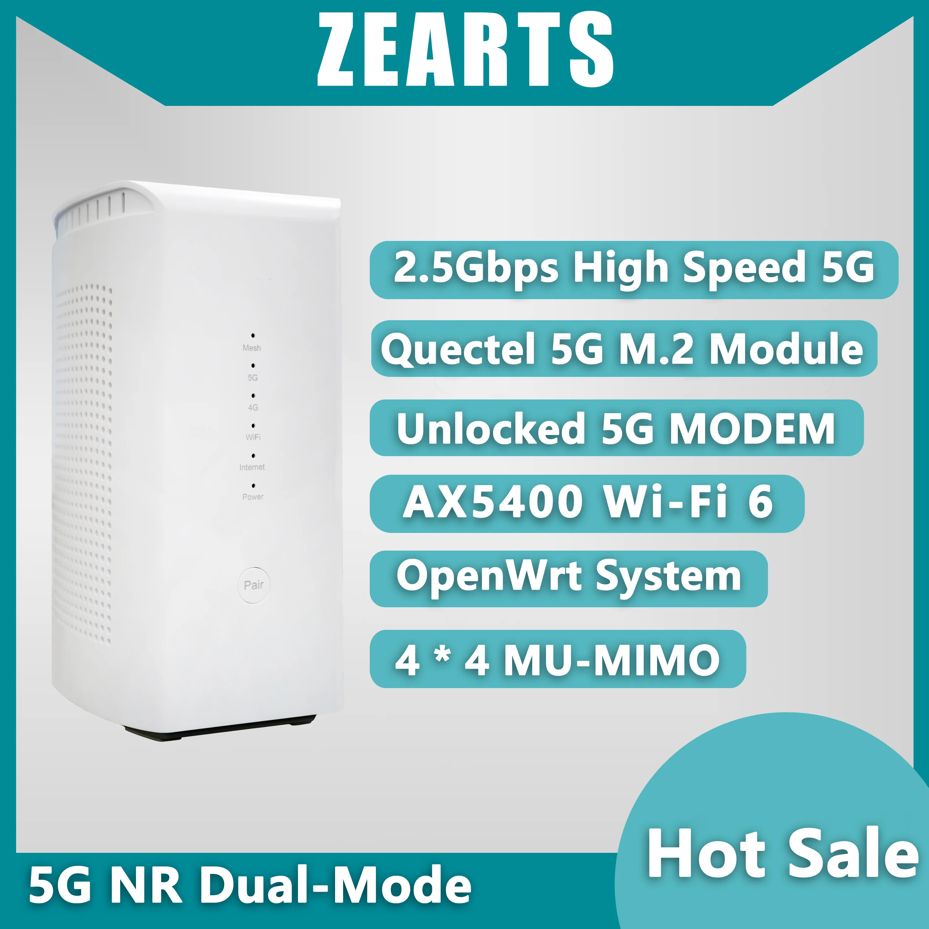 ZEARTS Unlocked D50 router Openwrt 5G AX5400 Wi-Fi 6 Mesh Router 2.5Gbps High Speed 5G AW1000 new version(100%new)