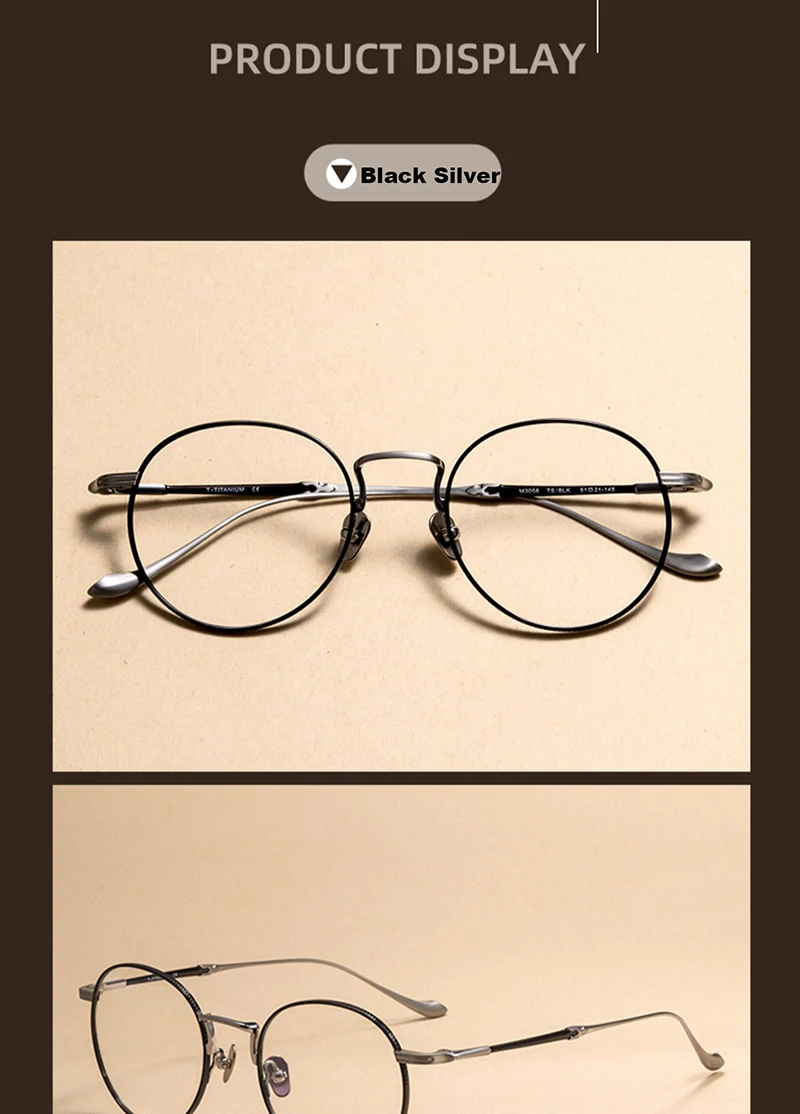 Japanische Marke Runde Reines Titan Brille Rahmen Männer Frauen Ultra-Licht 10g M3058 Mode Vintage Brillen Brillen Oculos – Detail 9