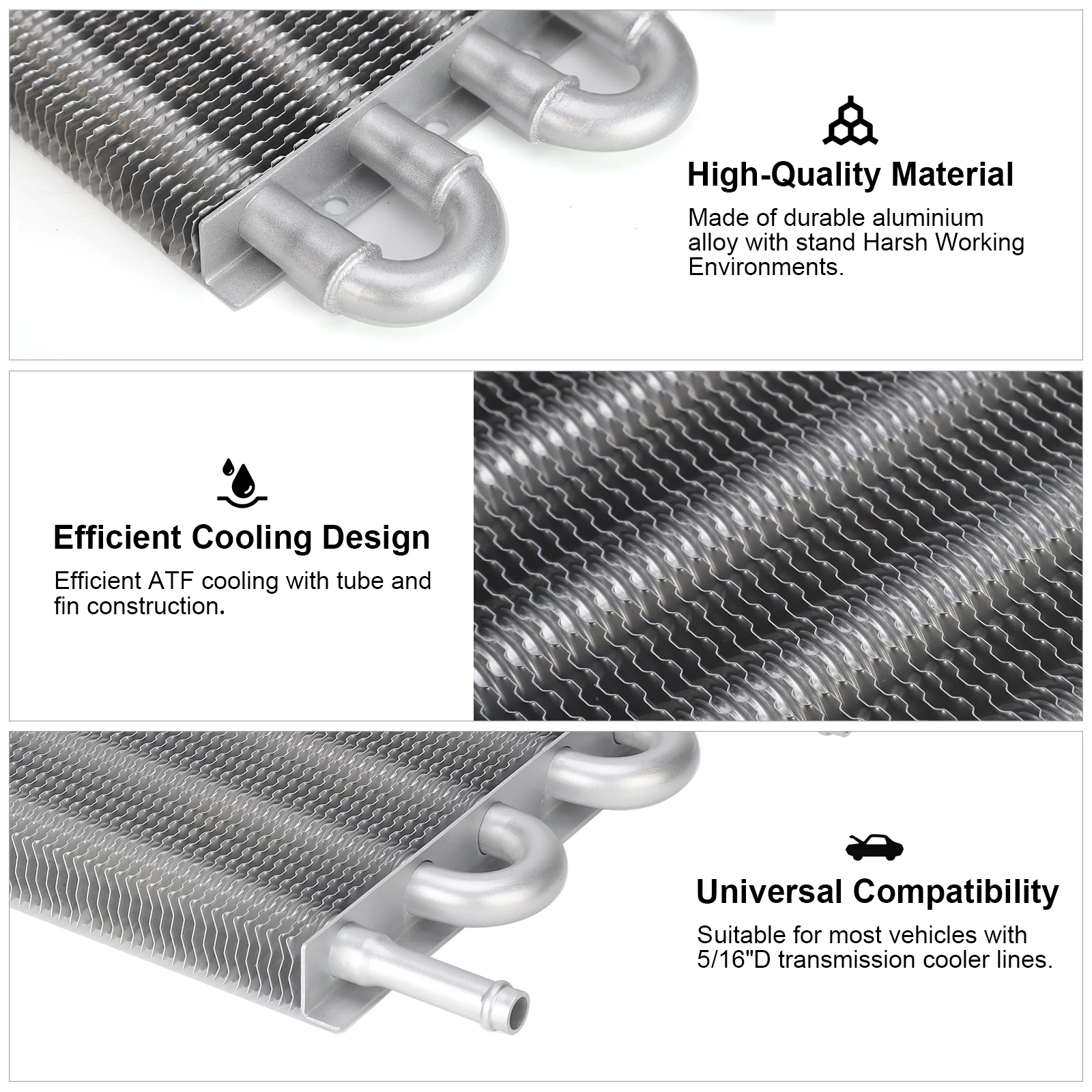 Transmission Oil Cooler+Hose /Mounting Kit 4 Row Radiator Auto-Manual Aluminum - Foto 7