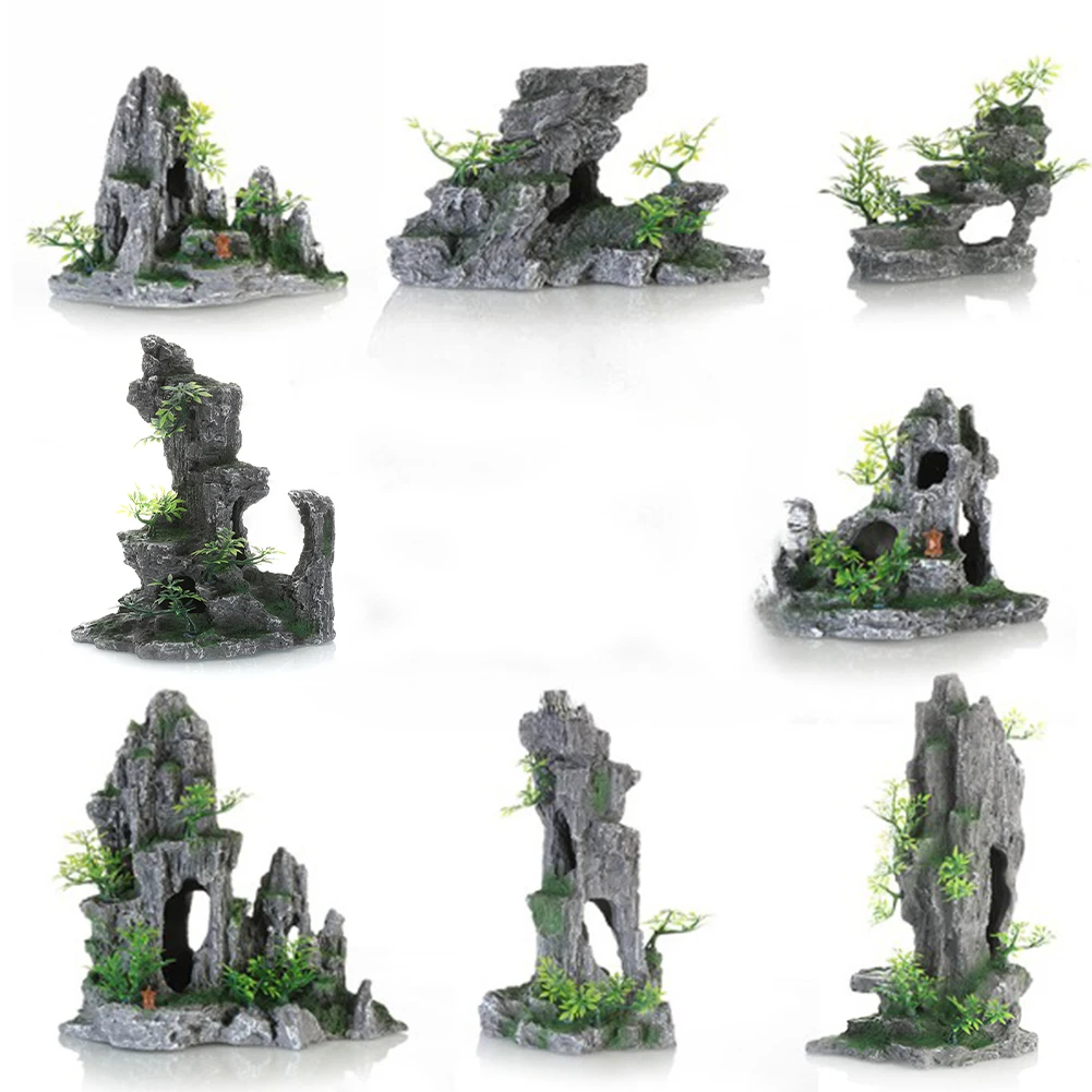 

SWEETHOME Aquarium Decoration Simulation Rockery Artificial Resin Mountain Fish Hiding Cave Fish Tank Landscaping Stone Ornament