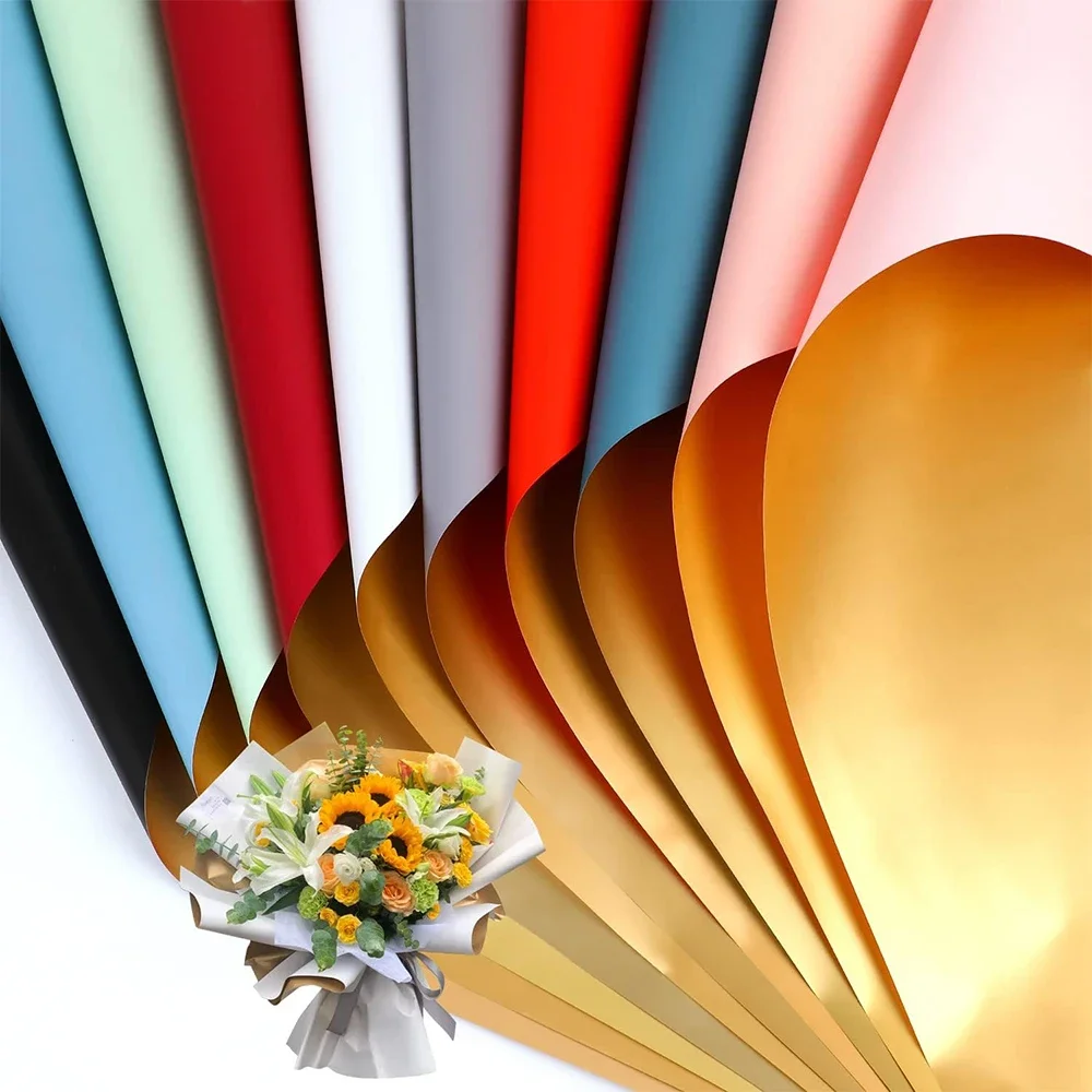 TINGSING Carta Da Regalo Floreale Coreana - 40 Fogli 75x50 Cm, Colore Giallo, Per Fioristi E Confezioni Regalo Fai Da Te - 5