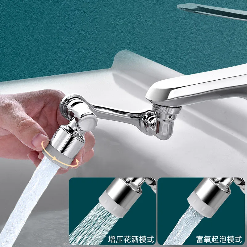 

Metal Universal 1080° Rotatable Robotic Arm Extension Faucet Aerator Anti Splash Filter Kitchen Sink Faucet Extender Spray Head