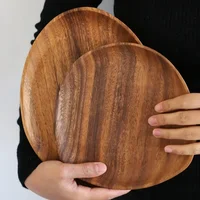 Walnut Wood Dinner Plate Japanese Solid Wood Dinner plate Irregular Oval FruitPlate Household WoodPlate Creative Dim Sum TeaTray 2