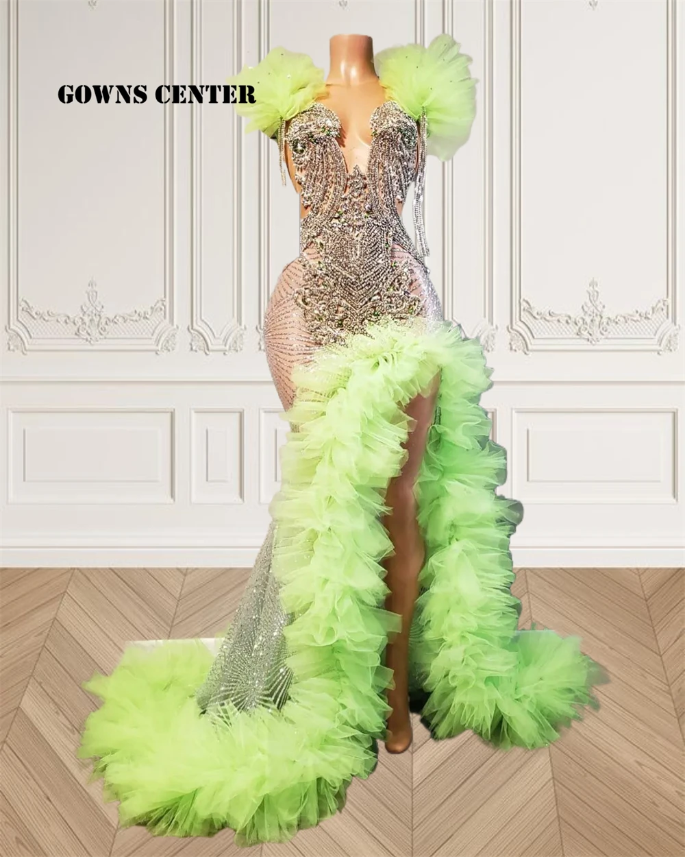 

Сексуальное женское платье с разрезом, зеленое платье для выпускного вечера с камнями, черные девушки, прозрачное женское платье-русалка, элегантное платье для свадебной вечеринки, иллюзионные платья