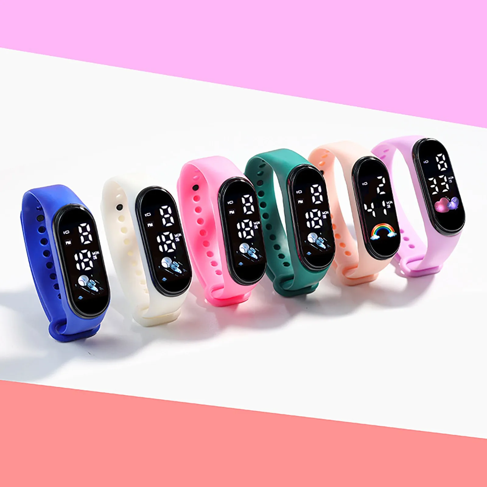 Children'S Sports Watch Love Style Cartoon Watch Outdoor Bracelet Life Waterproof Electronic Watch Child’S Watches Birthday Gift 2