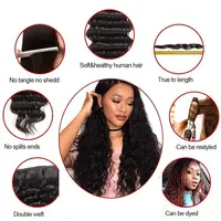 Paquets malaisiens de vague d'eau avec fermeture paquets de cheveux humains bouclés humides et ondulés avec fermeture frontale Extensions de tissage de cheveux Remy 6