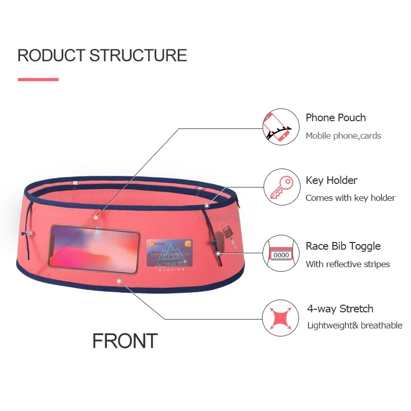 AONIJIE W8101 Hydration Running Belt Waist Pack Travel Money Bag Trail Marathon Gym Workout Fitness Mobile Phone Holder 3