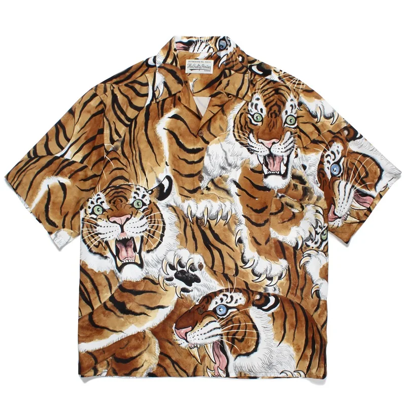 

WACKO MARIA 23SS Tiger Hundred Tiger Picture Full Print Cuban Collar Hawaiian Short Sleeve Shirt For Men And Women