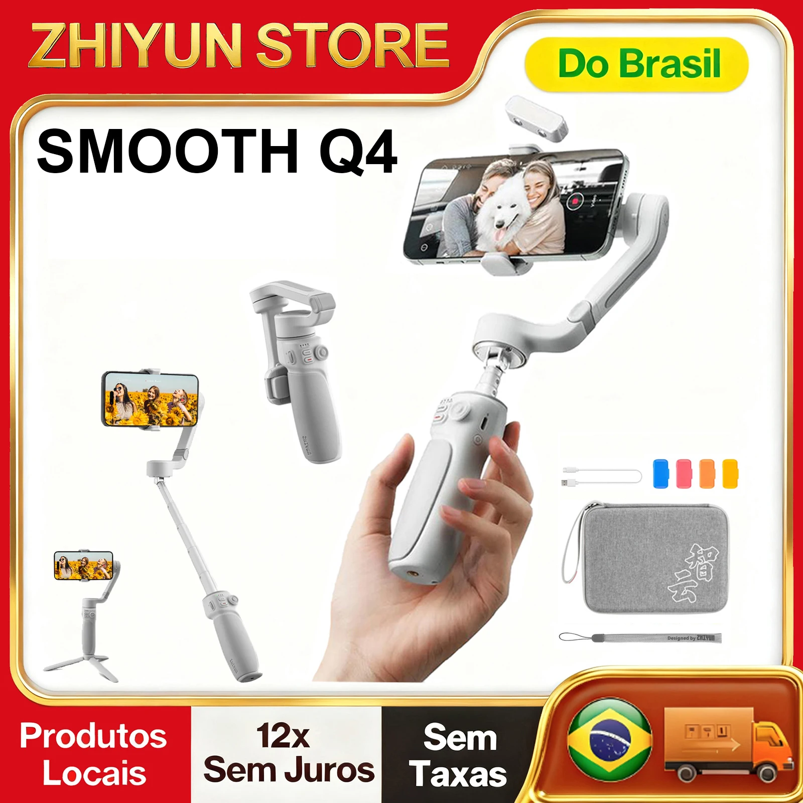 【DO BRASIL】ZHIYUN Smooth Q4 Estabilizador Gimbal Portátil de 3 Eixos para  Smartphone, Plegável e Portátil, Compatível com iPhone 15 pro max  /HUAWEI/Samsung/Xiaomi para Vlogging no Youtube e Tiktok - ...
