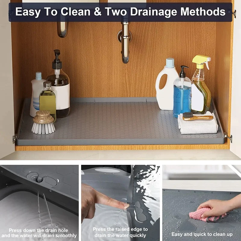 Under Sink Mat for Kitchen Waterproof 34 x 22 Mats for Bottom of Bathroom  Sink with Drain Hole Waterproof Kitchen Protector - AliExpress