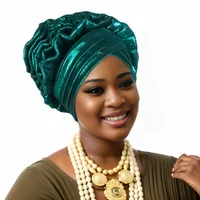 Turban Africain à Volants et artificiel astiques pour Femme, Couvre-chef de Mariage, Cravate de Sauna, Équipement de ix, Chapeau, Nigeria 2