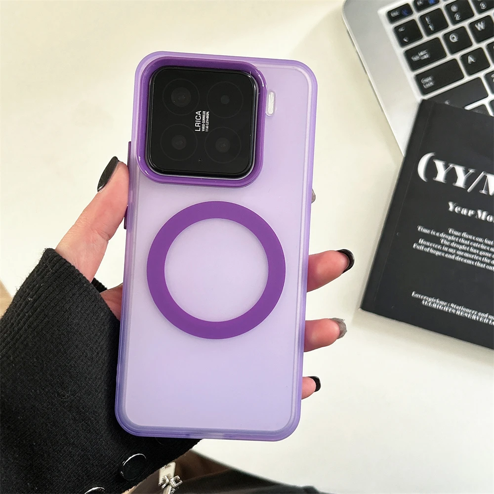Armour Magnetic Translucent Phone Case with Colorful Camera Bumper
