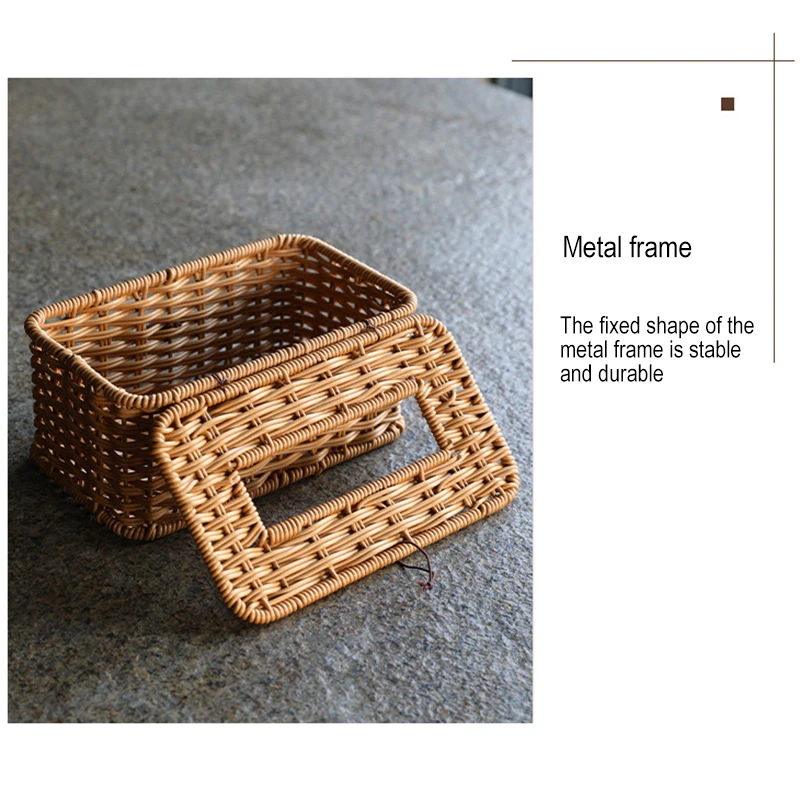 Simulation Rattan Tissue Box Living Room Office Desk Tissue Box Bedroom Home Desktop Decoration