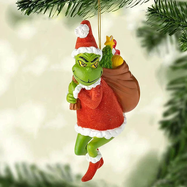 18Pcs 2D Acrylic Green Monsters Christmas Tree Ornaments 5