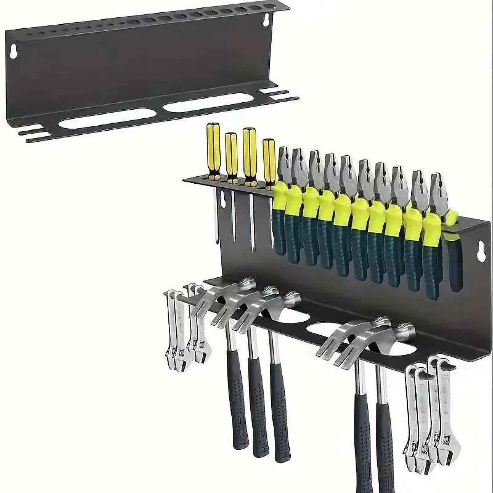 4 in 1 Screwdriver Organizer Metal Hammer Handle and Pliers Organizer Wrench Holder Wall Mounted Workshop Hand Tool Storage
