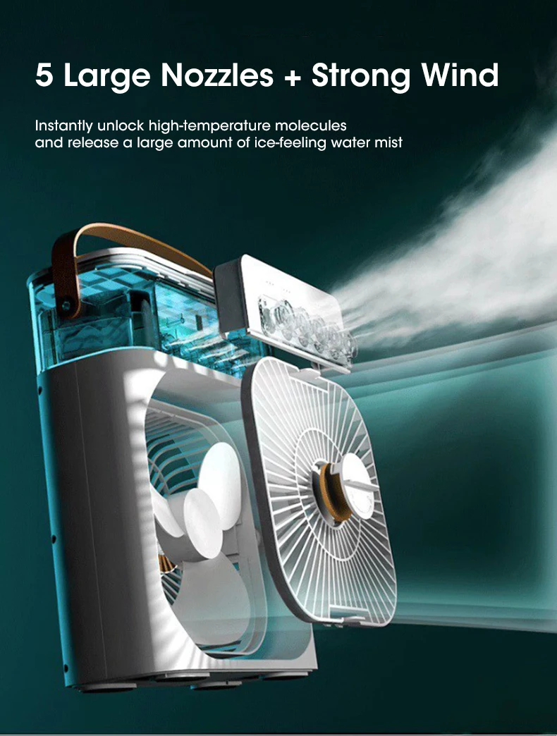 Description Picture 6 of itemSummer Portable Fan Air Conditioners USB Electric Fan LED Night Light Water Mist Fan 3 In 1 Air Humidifie For Home