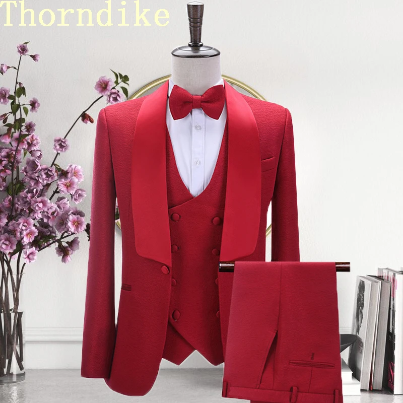 Suit Men Thorndike 3 Piece Formal Business Blazer Best Man Groom Wedding Tuxedo Jacket Vest Pants