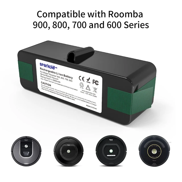 Sparkole-batería de litio para iRobot Roomba, 14,4 V, 5800mAh, serie 900,  980, 960, 900