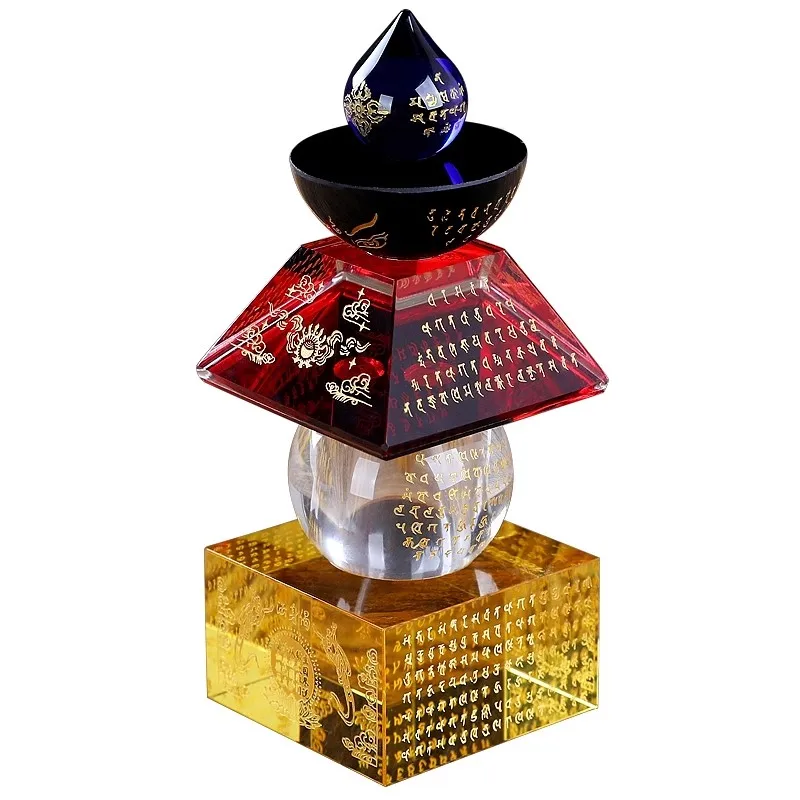 Home furnishings Crystal relics tower Home Offering Colorful Treasure Box Seal Dharani Bodhi Pagoda Five Wheel Pagoda Feng Shui