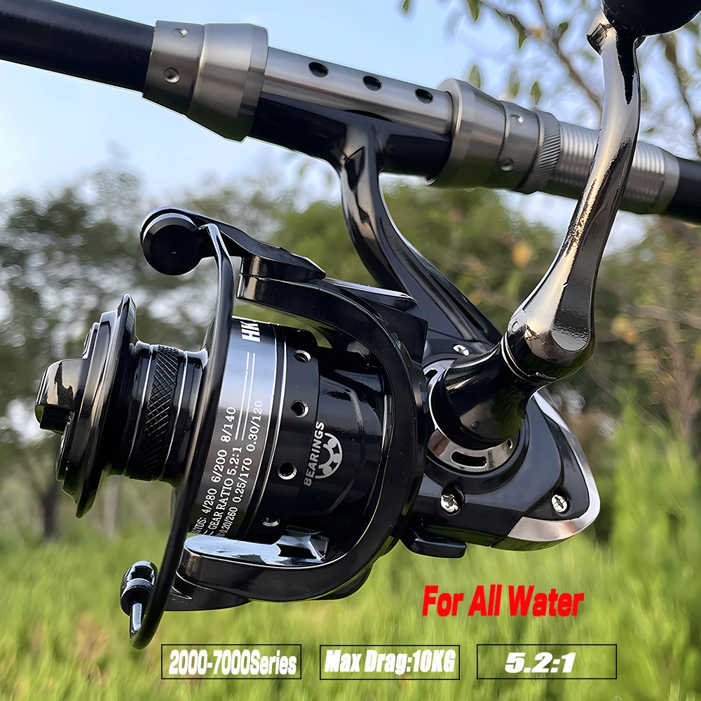 High-Quality Metal Spool Saltwater Fishing Reel Max Drag 10kg 2000 3000 4000 5000 6000 7000 High Speed 5.2:1 Carp Fishing Tools spinning fishing reels fishing reels
