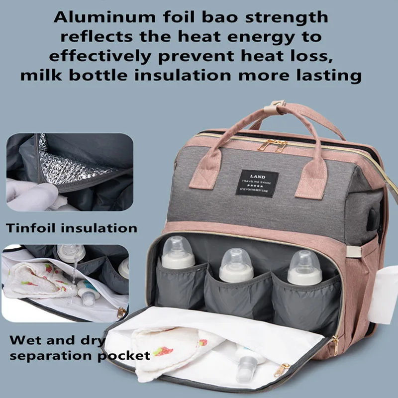 New Folding Mommy Bag Lightweight Portable Folding Crib Bed Large-capacity Baby Backpack Female Mommy Outting Bag Bolsa 4