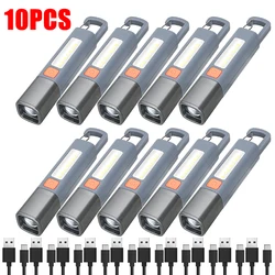 Versatile Super Bright LED Torch Light with Hook - USB Rechargeable, Zoomable, Waterproof Flashlight (10PCS)