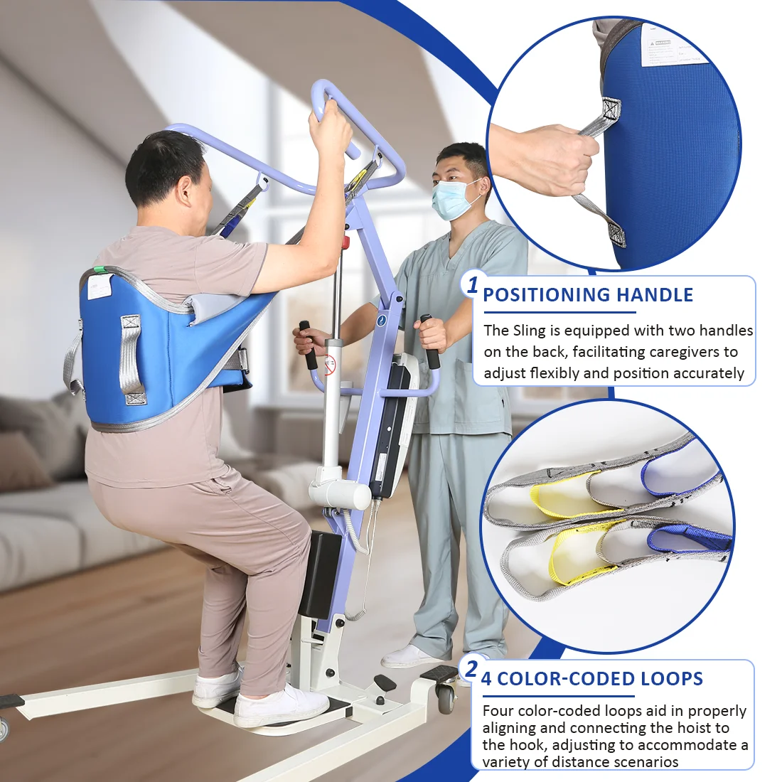 Patient Lift Sling EZ Assistive Comfort Patient Lift Sling Stand Assist Harness Sit to Stand Support Raiser Hoist Belt Handles Disabled