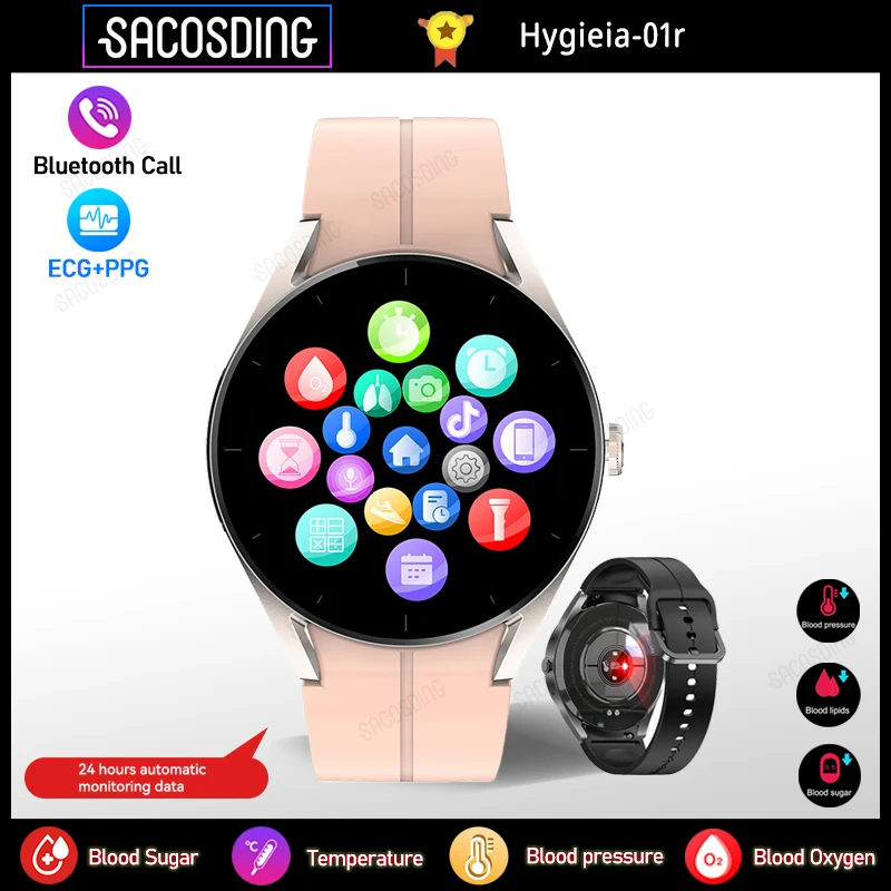 

2023 New Fashion Smartwatch Bluetooth Call ECG+PPG Blood Sugar Blood Pressure Body Temperature Health Monitoring Smart Watch+Box