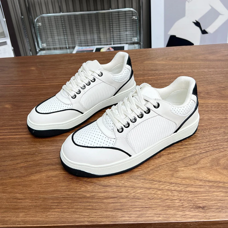 

Breathable Small White Shoes Spring New Splicing Upper Design Round Toe Women's Loafers Mixed Colors Wear Resistant Lovers Shoes