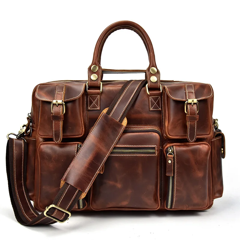 Distressed Large Leather Lenovo Mens Messenger Laptop Bag Briefcase