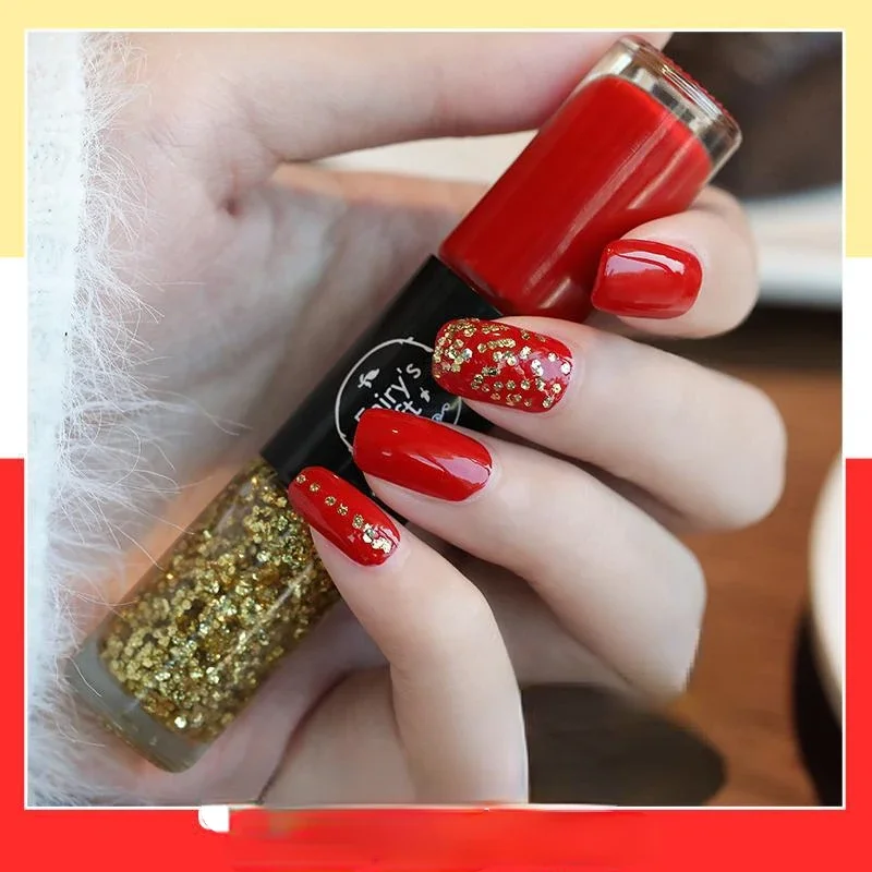 Two-color Double-headed Nail Polish No Bake Quick Dry Waterproof Lasting Non-peel Oily With 3D Sequins Nail Art Portable Compact 3