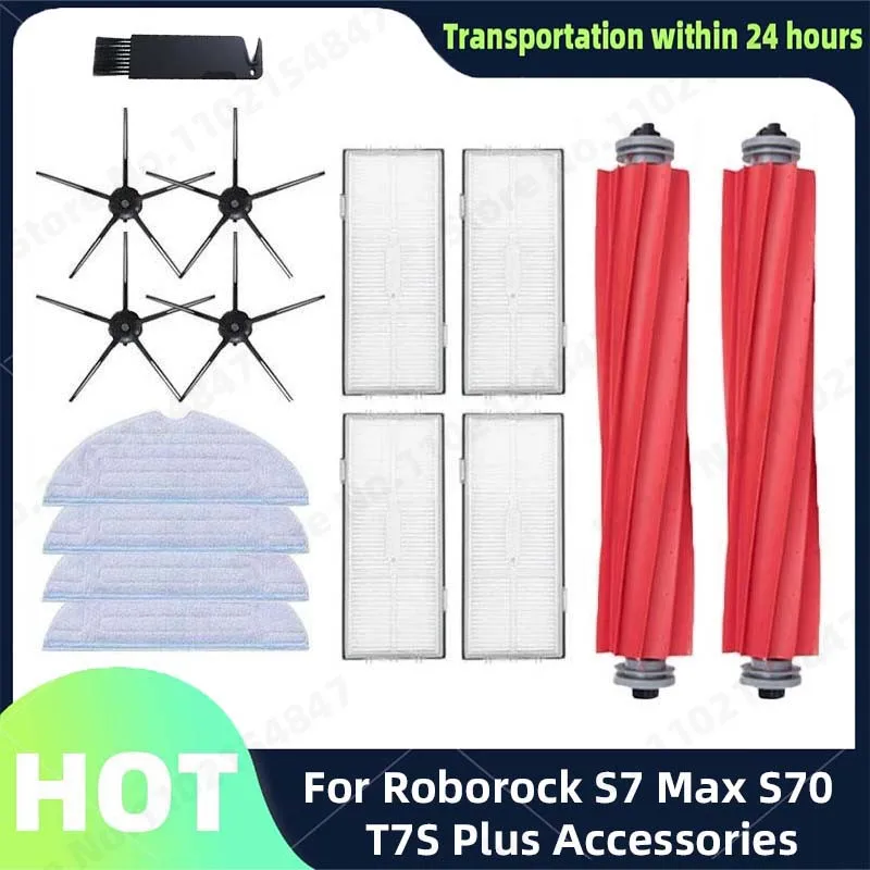 

For Roborock S7 Max S70 T7S Plus HEPA Filter Main Side Brush Mop Cloth Spare Parts Robot Vacuum Cleaner Accessories