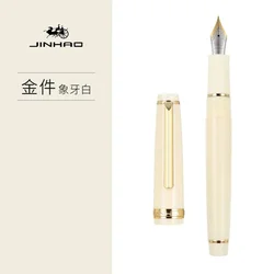Luxury Acrylic Fountain Pen with Golden Clip - Elegant Writing Instrument - M (White)