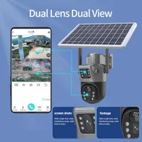 Caméra solaire WiFi 4K 8MP, caméra de sécurité extérieure sans fil, détection humaine PIR, caméras de surveillance CCTV, avec panneau solaire, caméra IP PTZ à double objectif, protection de sécurité 5