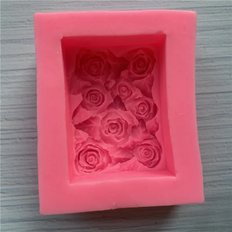 3D Rose Rectangle Soap Mold Silicone Flowers Soap Making Mould Handmade Cake Chocolate Dessert Baking Mold Candle Craft Supplies