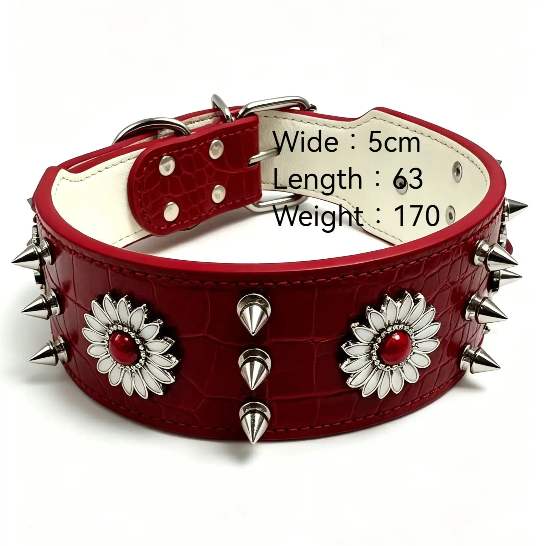 Stylish Red Riveted Dog Collar - Trendy Street Punk Design