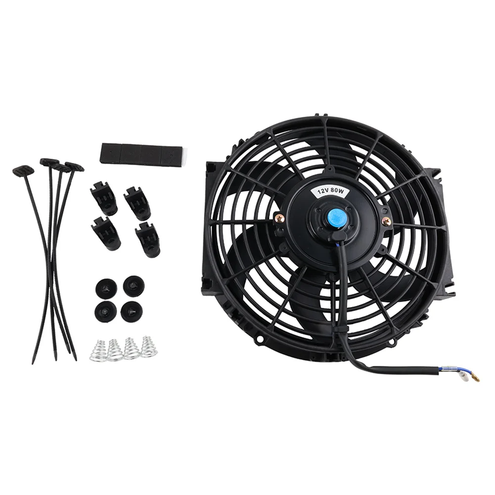 

Universal Slim Fan V W Car Accessories 10Inch 12V 80W Black Blades Efficient Electric Radiator Cooling Universal