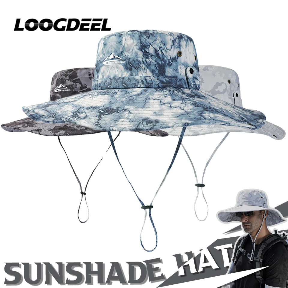 LOOGDEEL Summer Sun Protection Climbing Hat Big Brim Men Women Fishing  Hiking Anti-UV Cap Quick-Drying Waterproof Bucket Hat - AliExpress